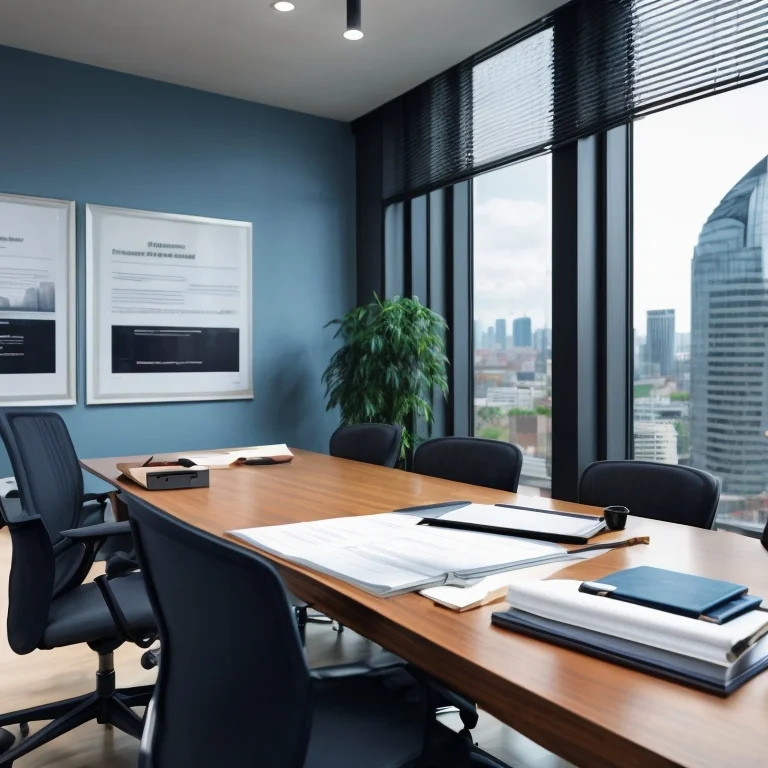 Business meeting discussing legal documents